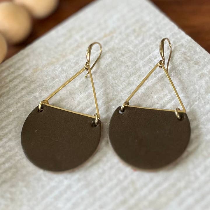 Olive Green, Leather Earrings for wholesale by Rux Leather
