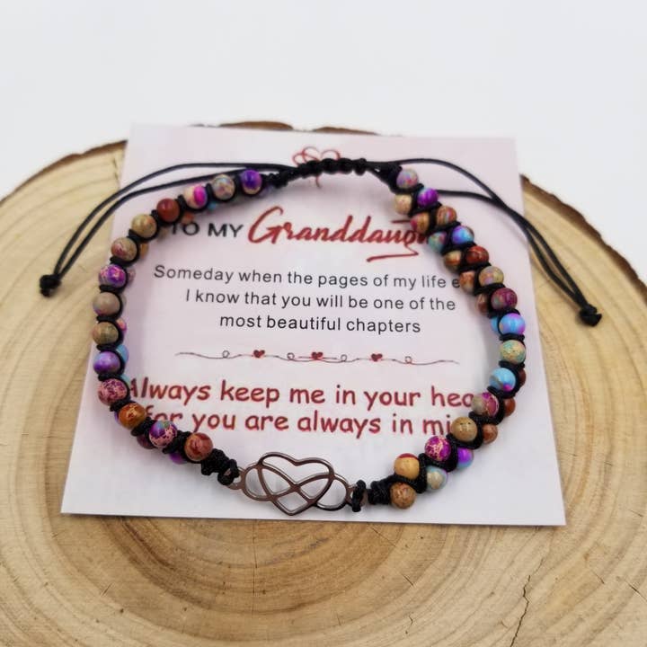 Handwoven Double-Layer Natural Stone Heart Bracelet for wholesale by CHAKRA JEWELRY
