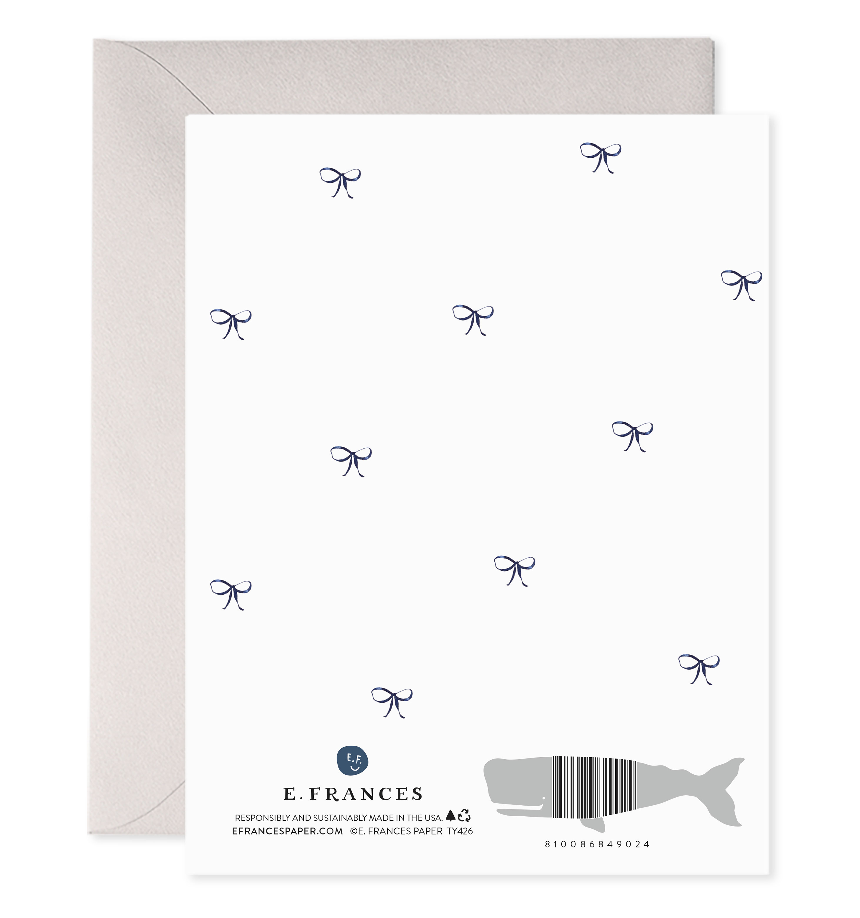 E. Frances Paper – wholesale Stationery/notecard set – Big Navy Striped Bow Thank You Boxed Card Set2