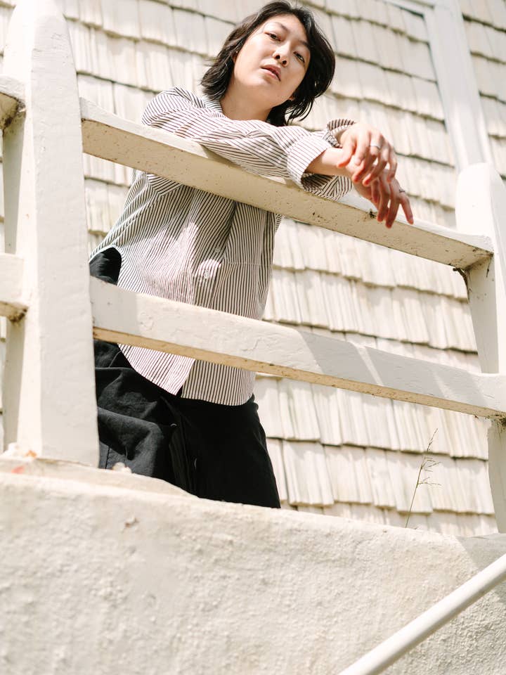 Nettle Studios - Wholesale Button Down Shirt - Unisex - Size Inclusive Plus Size Long Sleeve Button Up Striped Linen16