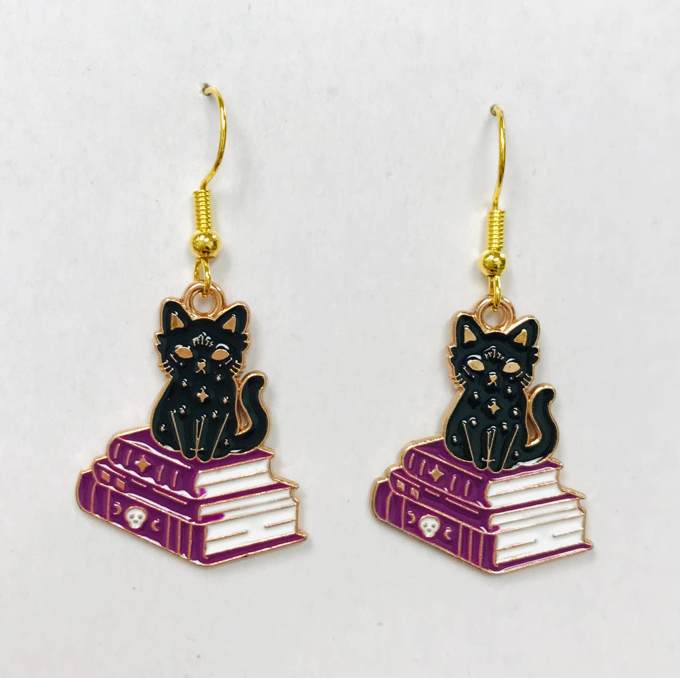 SimpleNGreat - Wholesale Dangle Earrings - Tiny Bookish Cat Earrings