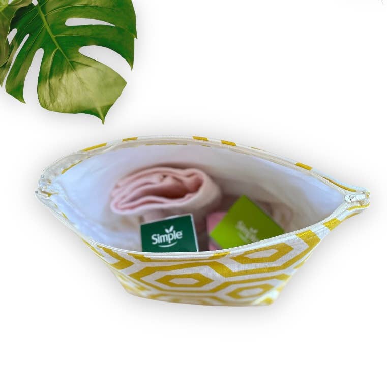 everydaybags.gifts - Vendita all'ingrosso Beauty case - Donna - Borsa da Toilette Artigianale Ecologica – Tessuto Hex Saffron2