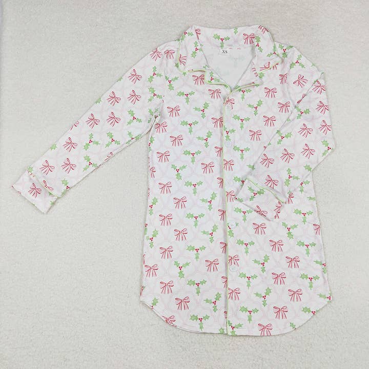 Adult Women Christmas Bows Holly Tops Sleep Wear for wholesale by Aier Wholesale