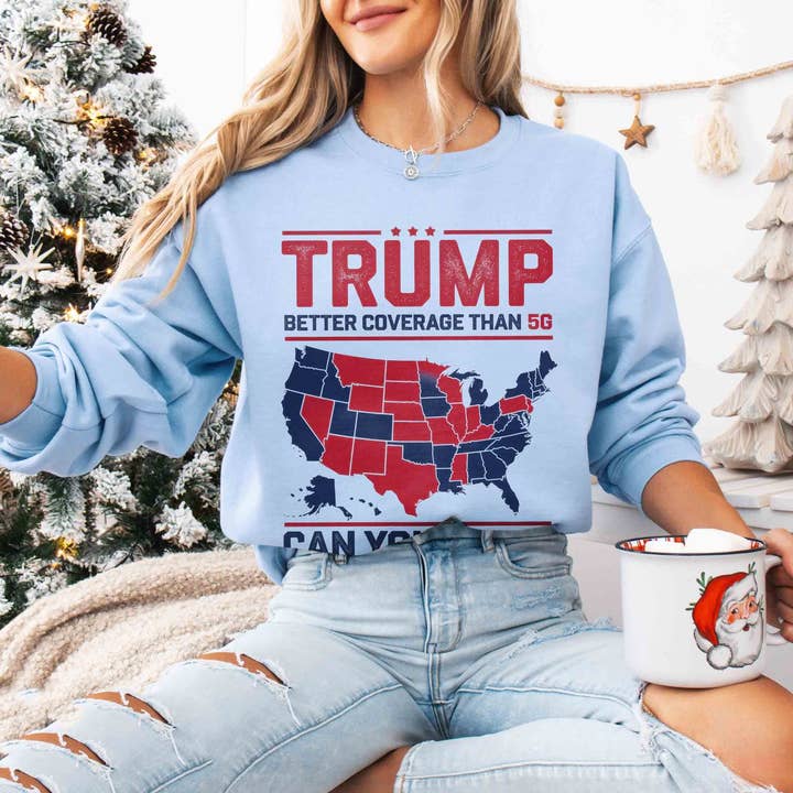Camicia con mappa Trump 2024, copertura migliore rispetto alla felpa 5G per la vendita all'ingrosso da parte di NVC Ecommerce LLC