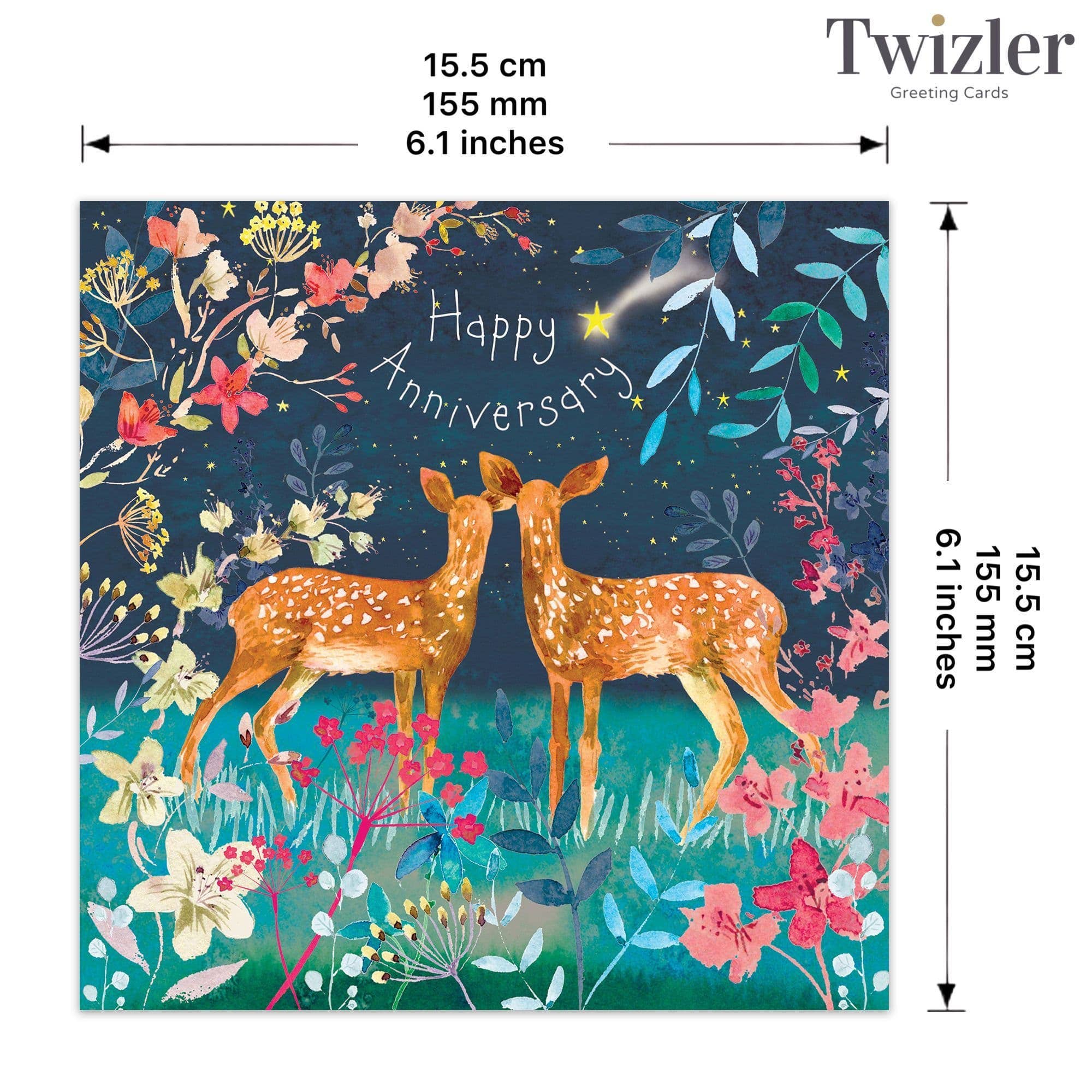 Twizler Ltd - Wholesale Anniversary Card - Happy Anniversary Card with Deer2