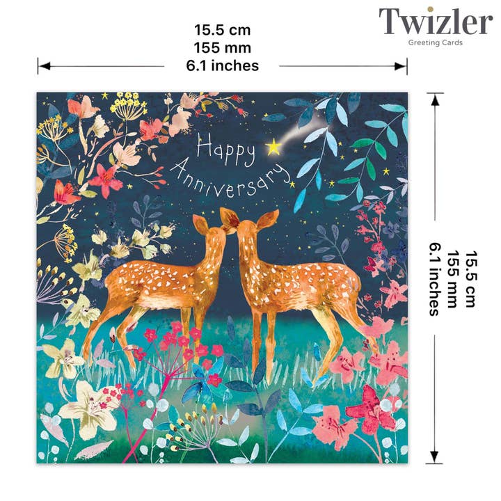 Twizler Ltd - Wholesale Anniversary Card - Happy Anniversary Card with Deer2