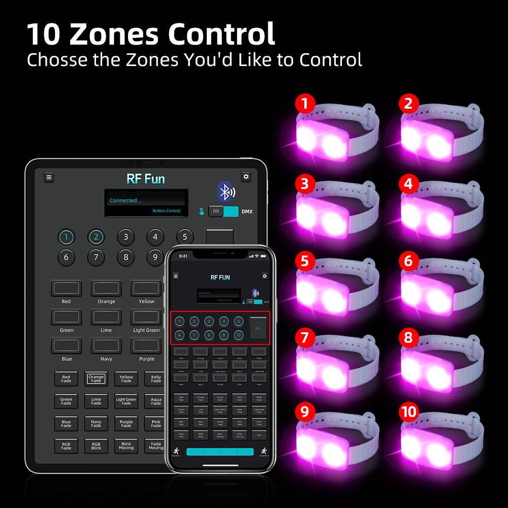 RAREVAY Fairy Lights Solar Lights - Wholesale Party Favor - 200 PCS App Control LED Bracelets with a Transimitter3