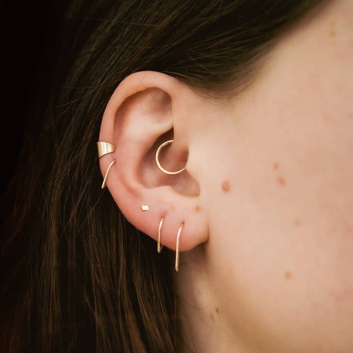 Hannah Naomi - Wholesale Cuff/Wrap Earrings - Shield Ear Cuff-Faux Earring, 14K Gold FIll