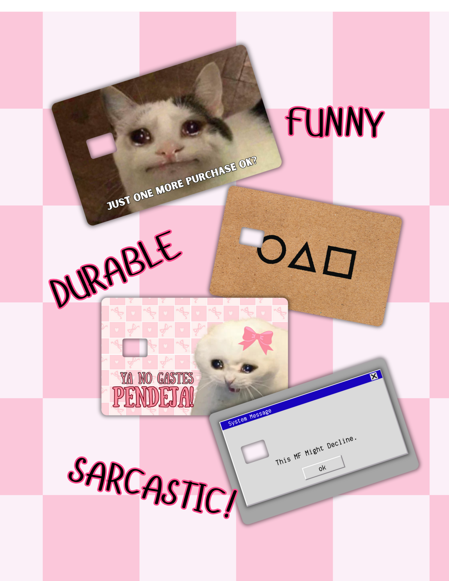 Lalatina Shop – wholesale Klistermärke – rolig spansk latinamerikansk kreditkortsskin, kreditkortsklistermärke1