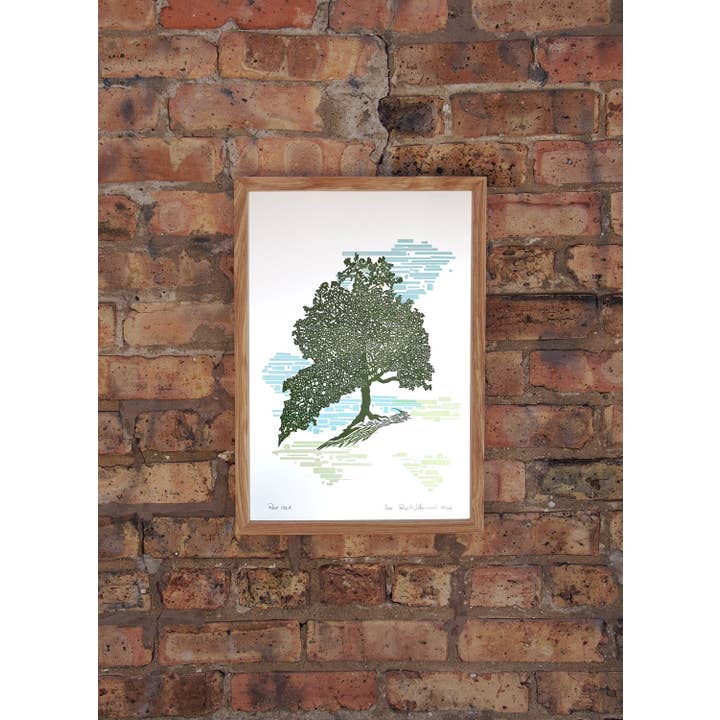 Current Location Press – wholesale Art print – Red Oak - Limited Edition Letterpress Print3