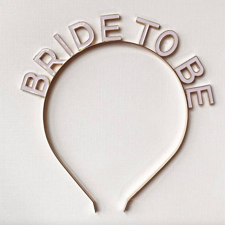 PopFizzCheers - Wholesale Fashion Headband - Women's - Bride To Be Gold Blush Pink Metal Headband