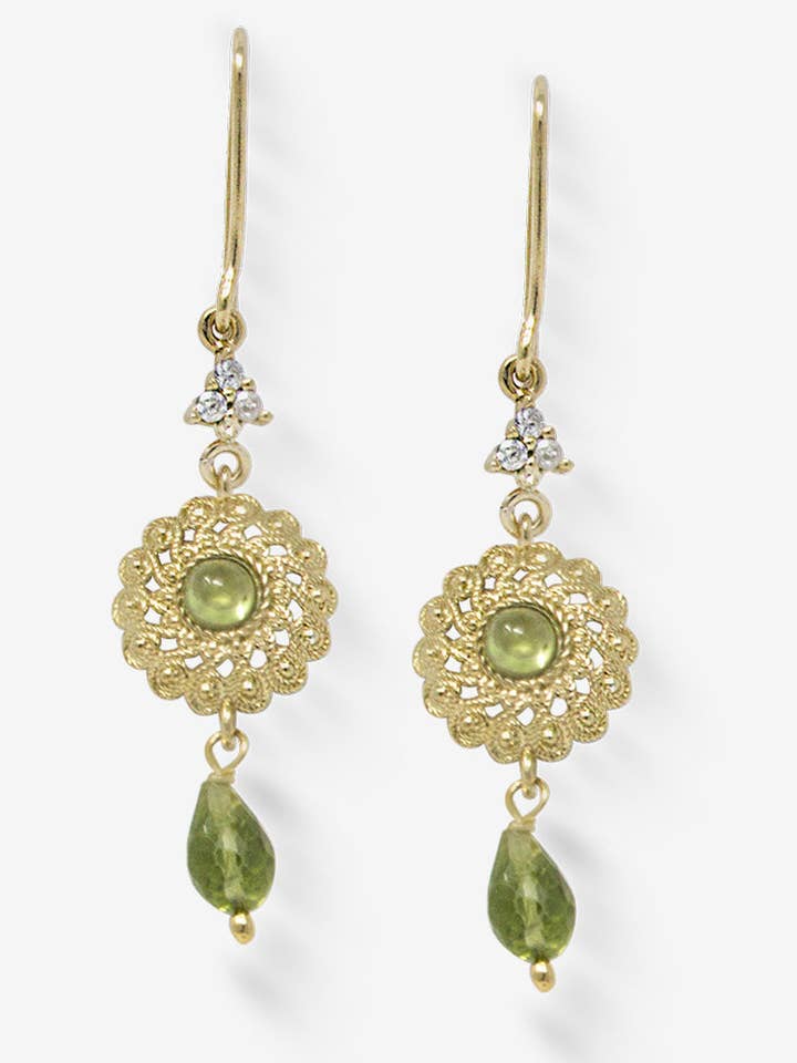 Filigranøreringe med peridot for engroshandel hos Vintouch Jewels