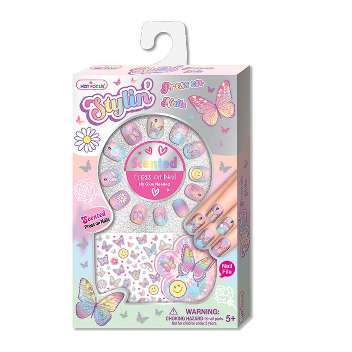 Hot Focus, Inc. - Wholesale Press-On/Fake Nails - Stylin' Press on Nails, Tie Dye Butterfly