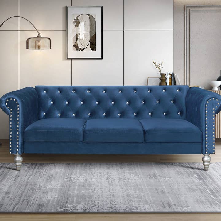 Home Design - Wholesale Sofa - Emma Velvet Rolled Arm Chesterfield Sofa5