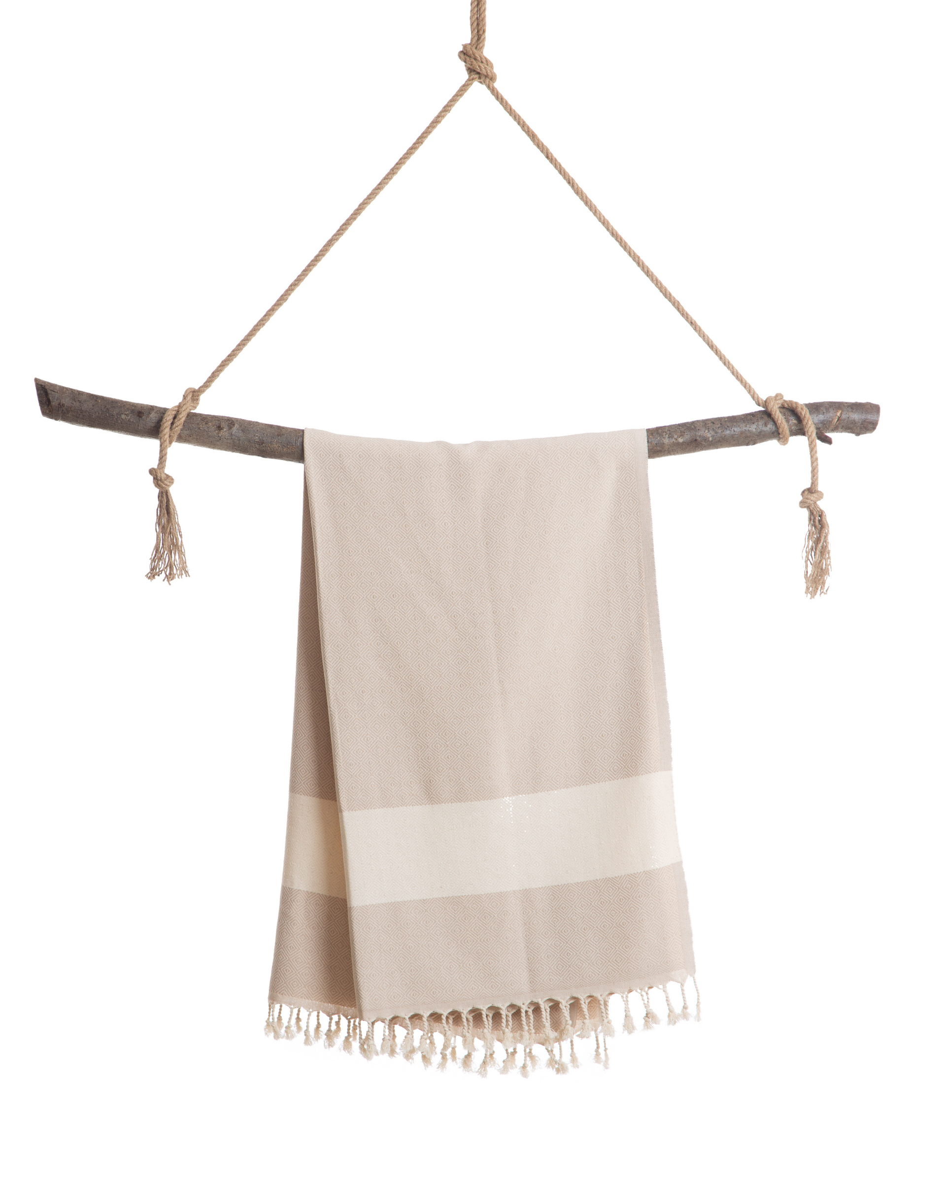 Samimi - Wholesale Beach Towel - DIAMANT Cotton Hammam Towel & Cozy Throw – Beige (180x100 cm)2