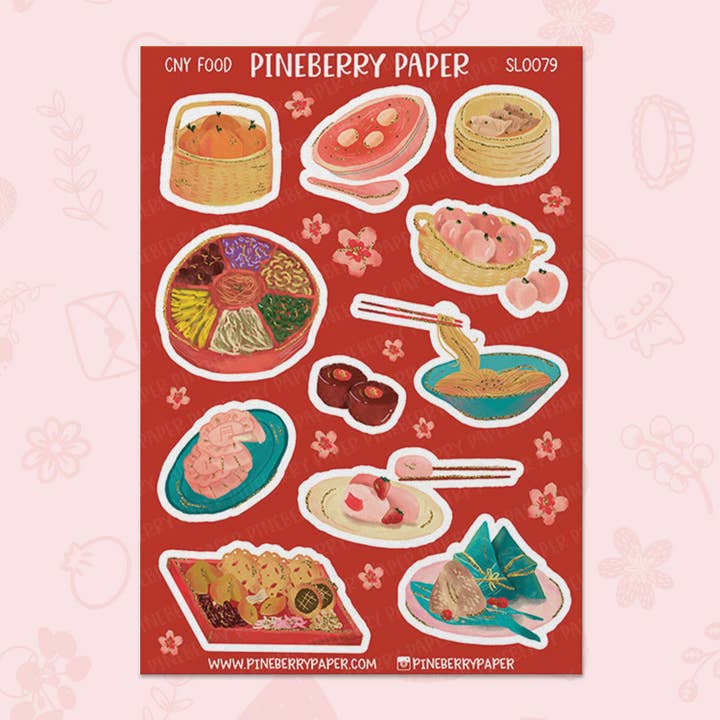 Lunar New Year Food Sticker Sheet for wholesale by Pineberry Paper