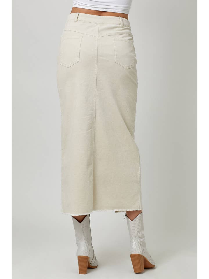 Mystree - Wholesale Skirt - Women's - 60742 Washed Front Slit Corduroy Skirt
