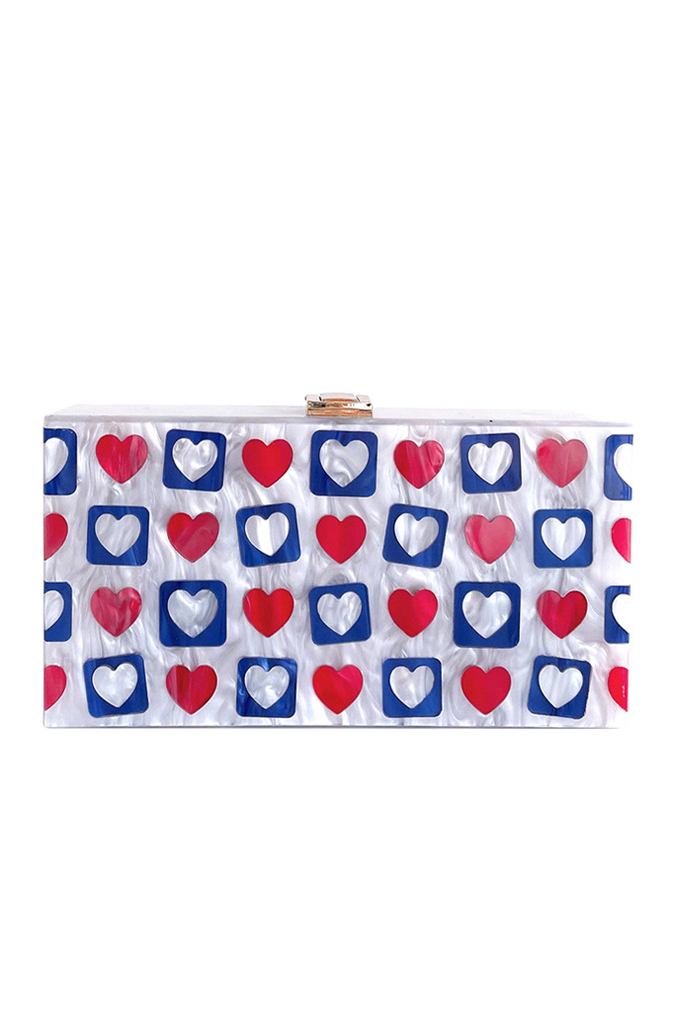 White Heart Acrylic Crossbody Bag HB2084 for wholesale on Faire