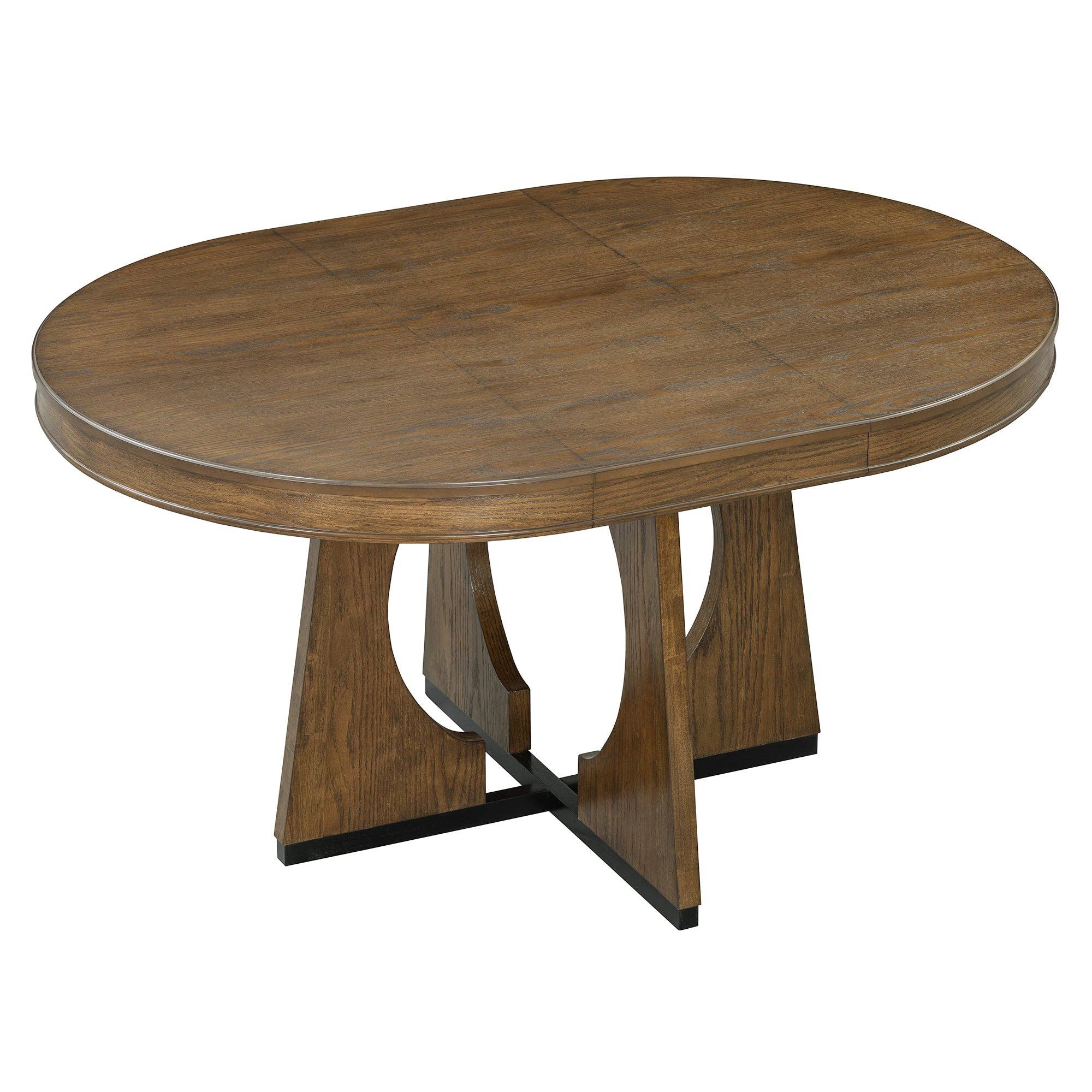 39F Inc. - Vente Salon de terrasse - Ensemble de salle à manger extensible rond en noyer de 5 pièces pour 4 personnes12