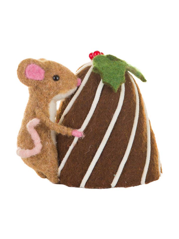 Brown Mouse Figure with swirly cake for wholesale by Starlight Collection
