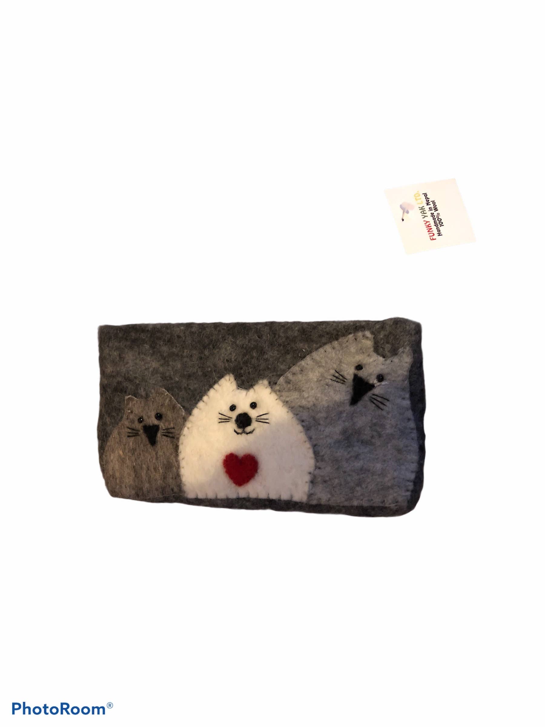 Funky Yak Ltd – wholesale Coin purse – Women’s – Large Handmade Cat Felted Coin Purse/Wallet5