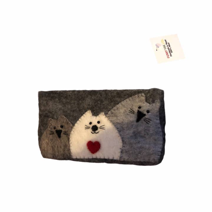 Funky Yak Ltd – wholesale Coin purse – Women’s – Large Handmade Cat Felted Coin Purse/Wallet5