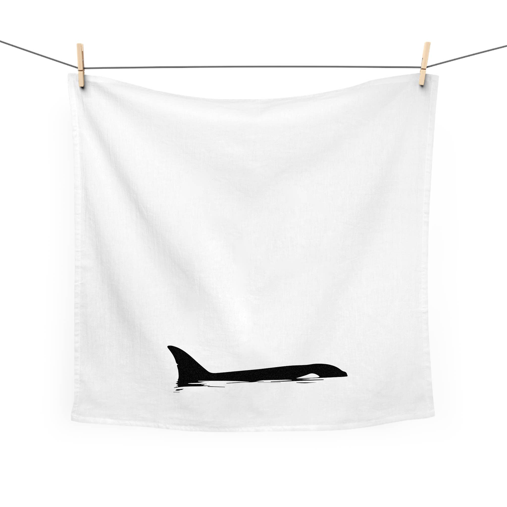 Our Wild Puget Sound - Wholesale Tea Towel - Killer Whale 100% Organic Cotton Printed Kitchen Tea Towel0