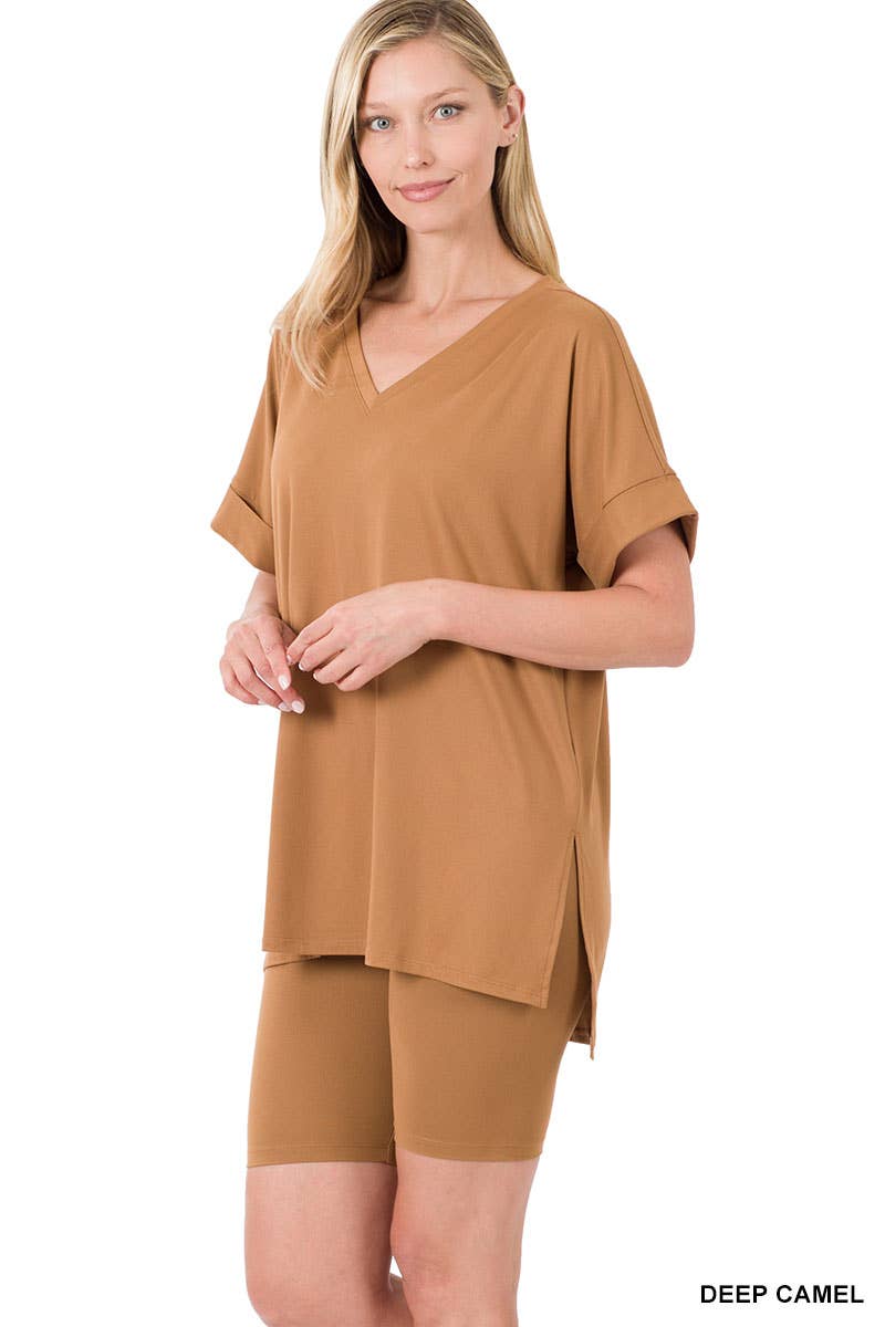 42POPS - Wholesale Lounge Set - Women's - `.Hi Low Hem Top & Biker Shorts 2pc Set11