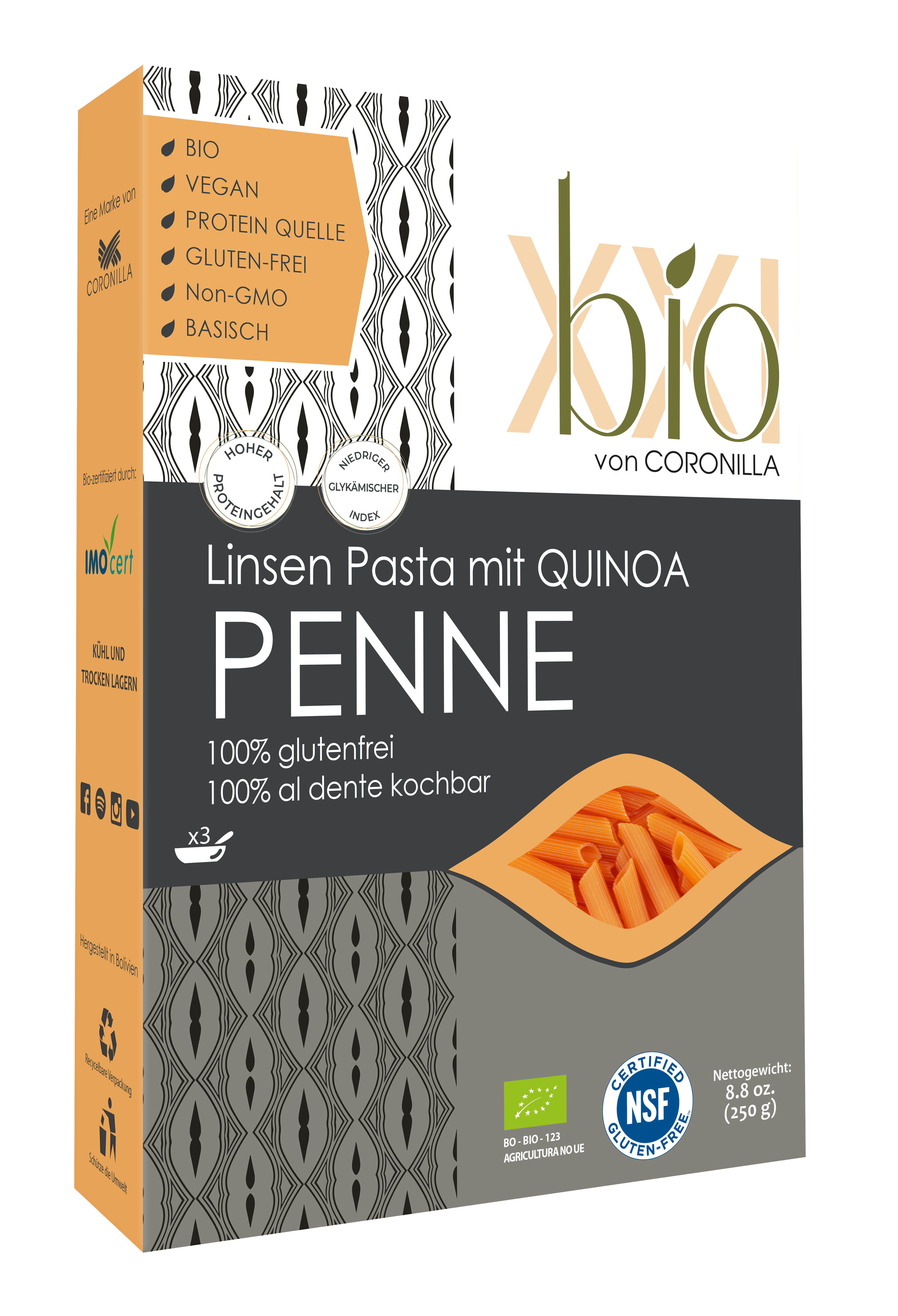 BIOXXI - Wholesale Pasta - Organic protein penne from royal quinoa, rice, lentils1