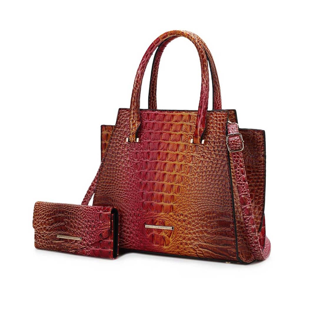 MKF Collection – Sacola - Mulher por atacado – MKF Miriam Tote Saco Mulher com Carteira Croc em relevo Casual3