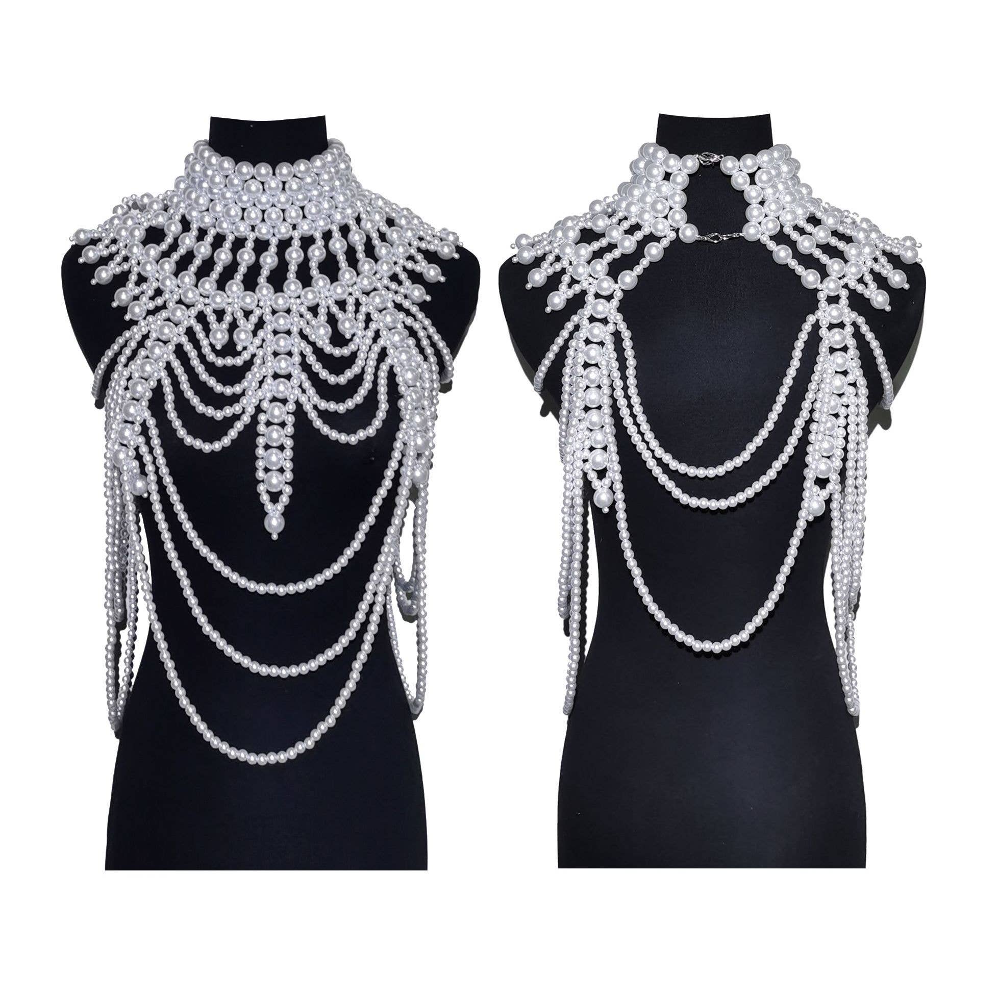 Diacly - Wholesale Bib Necklace - Faux Pearls Statement BIB Full Body Cover Chain1