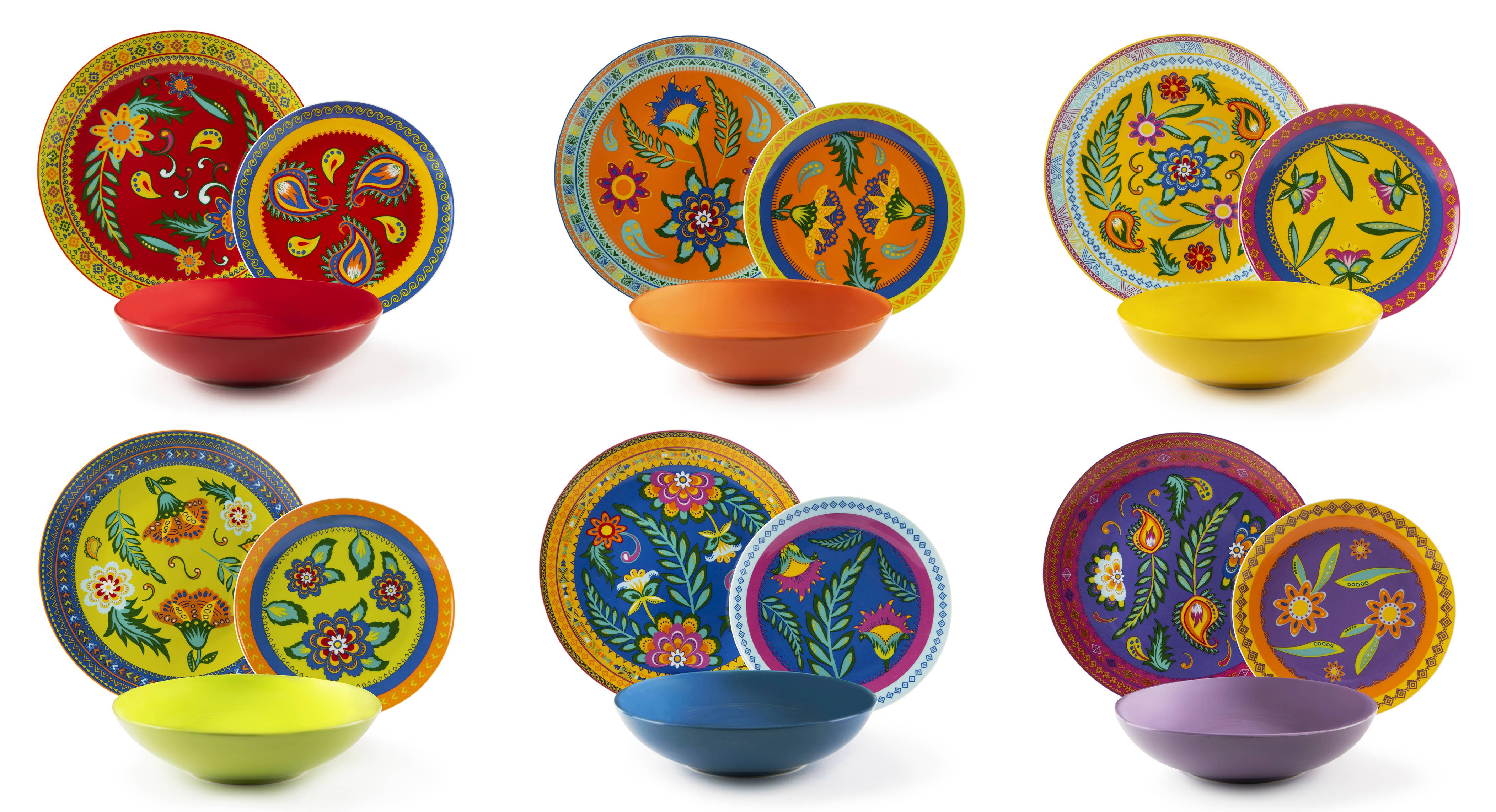 multicolour 18-Piece Dinnerware Set Gipsy Soul for wholesale on Faire0