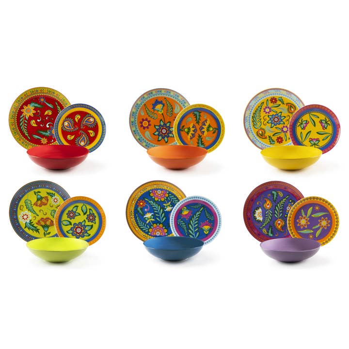 multicolour 18-Piece Dinnerware Set Gipsy Soul for wholesale on Faire