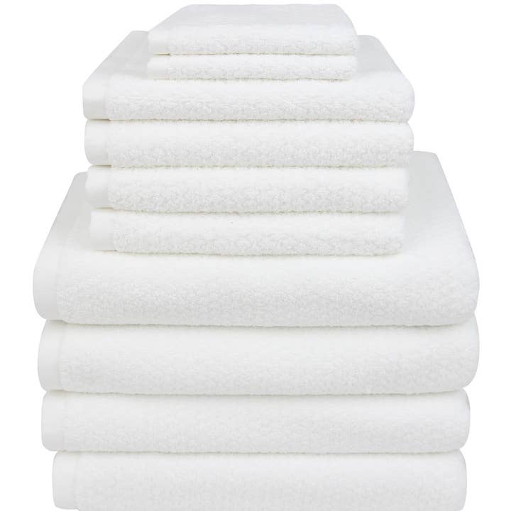 Diamond Jacquard Towels, Bath Towel Set - 10 Piece, White for wholesale by Everplush