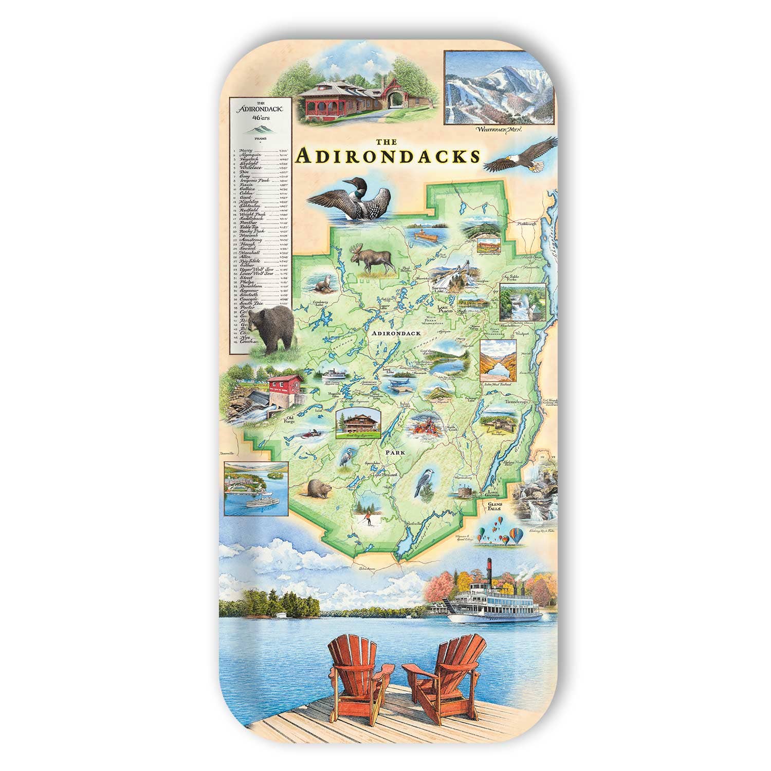 XPLORER MAPS - Wholesale Serving Tray - Adirondacks Map Wooden Serving Tray 3