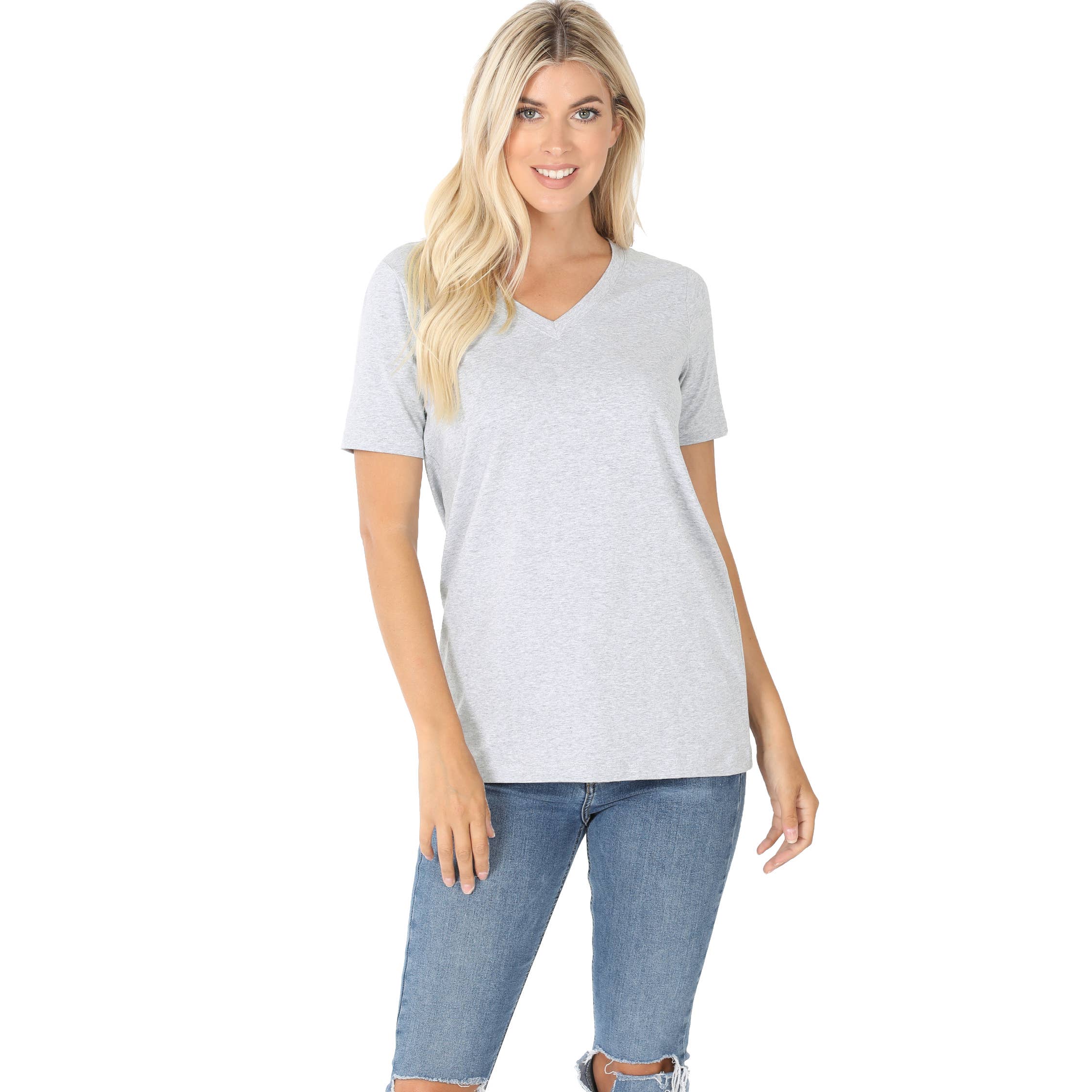42POPS - Wholesale T-shirt (Zonder tekening) - Dames - Katoenen T-shirt met V-hals en korte mouwen13