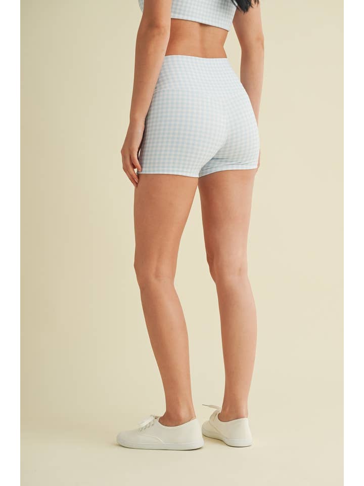 KIMBERLY C - Wholesale Athletic Shorts - Women's - Gingham Print Mid-Rise Mini Shorts41