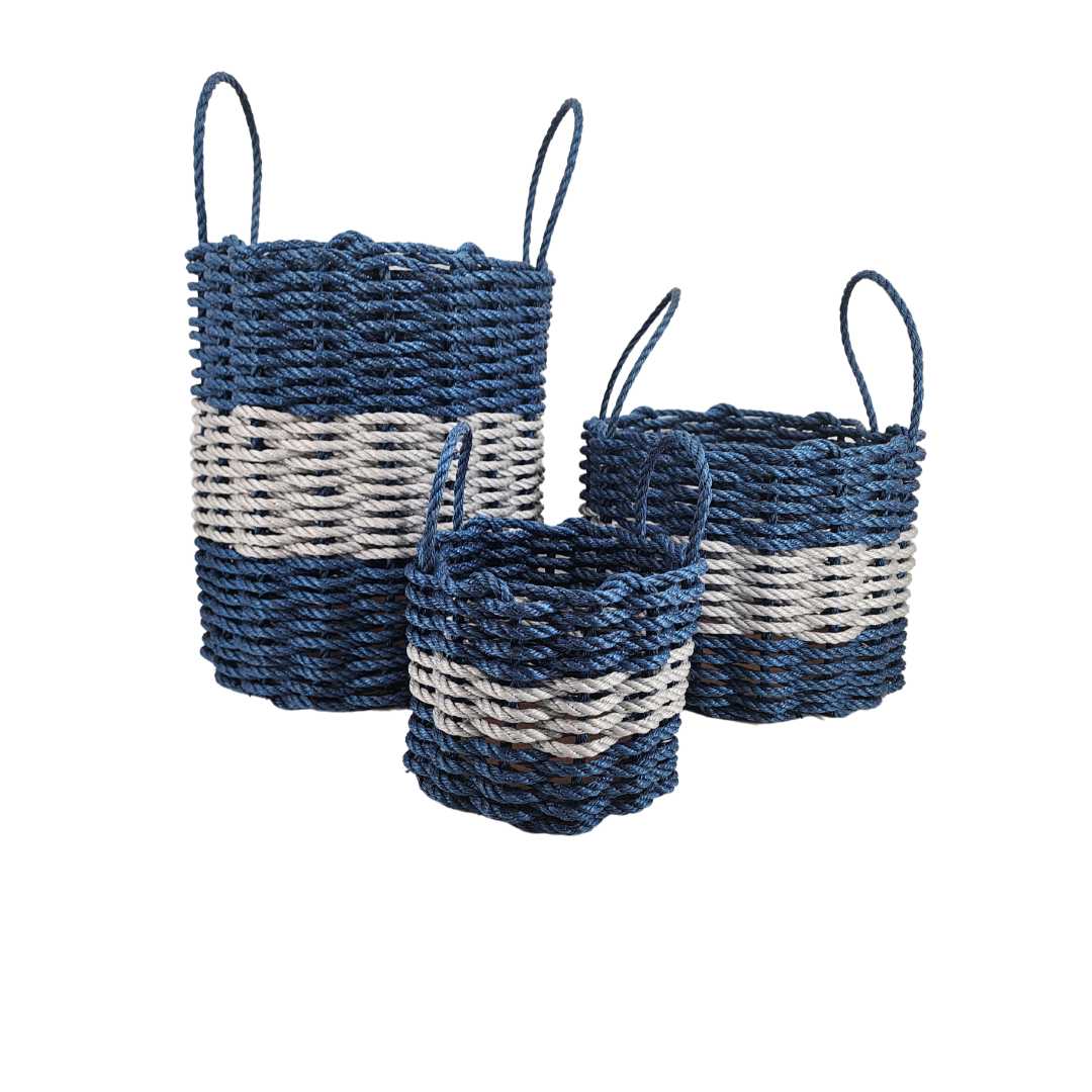 Little Salty Rope - Wholesale Basket - Authentic Maine Lobster Rope Storage Basket Navy Blue and Li2