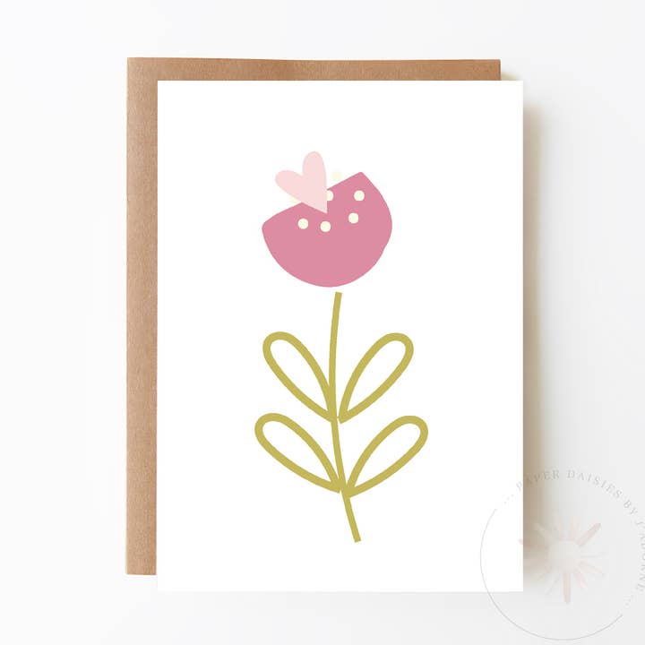 Flor Rosa Com Cartão Coração por atacado de Paper Daisies by j'adorne