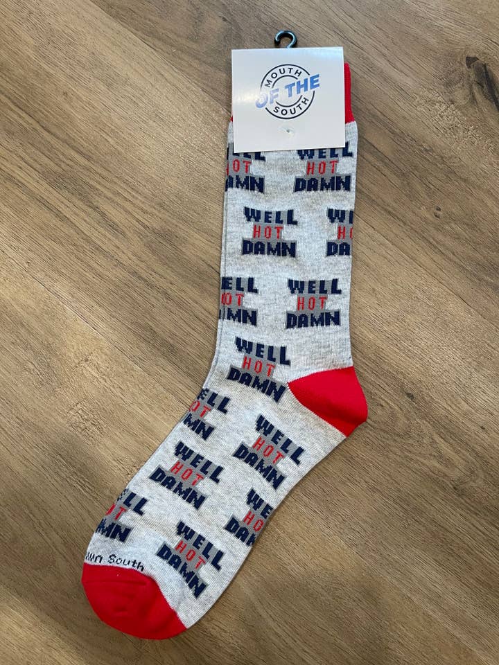 Barrel Down South - Wholesale Socks - Unisex - Well Hot Damn Socks - Funny Socks - Southern Sayings - Socks