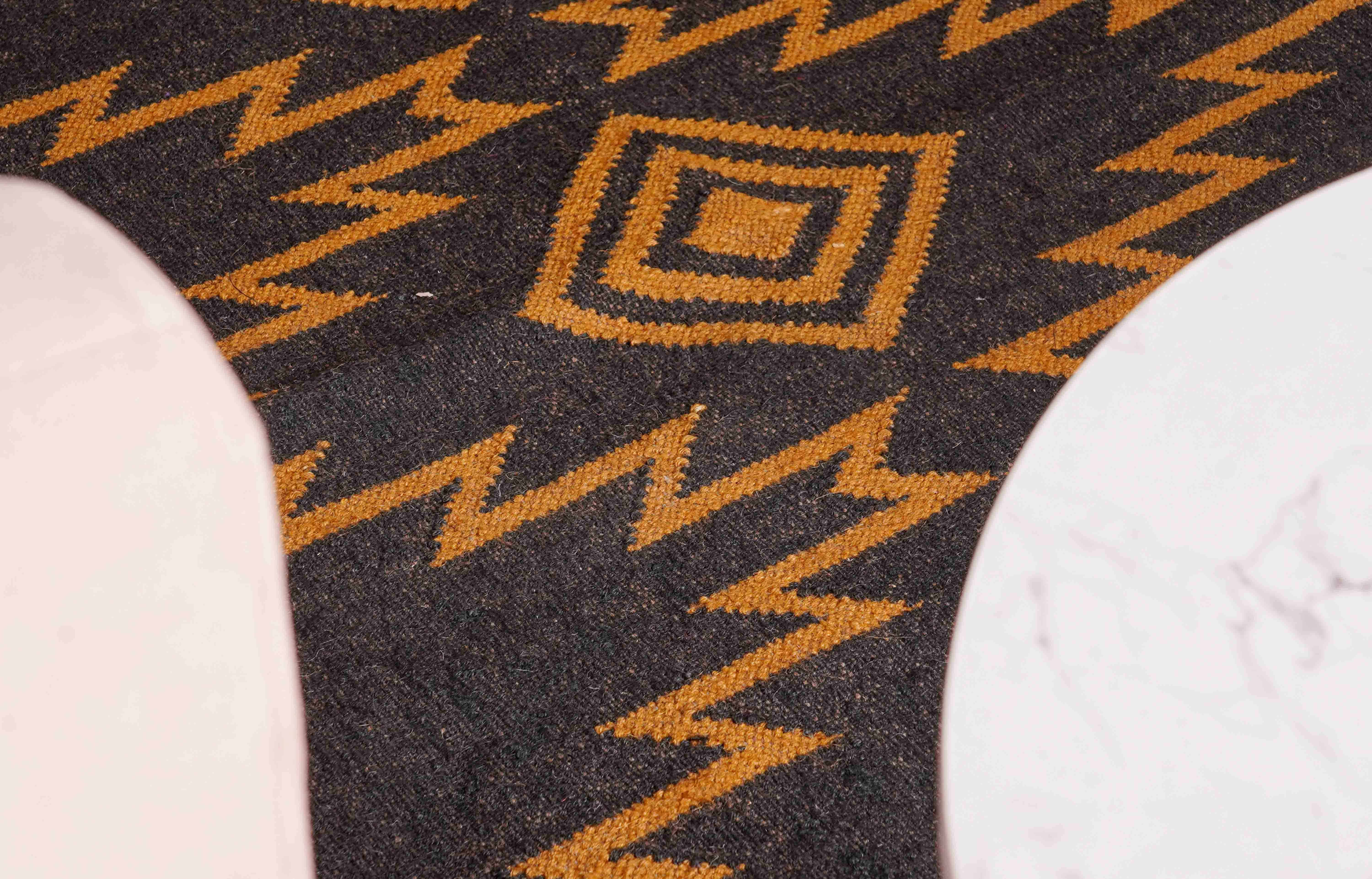 Chouhan Rugs - Wholesale Area Rug - Indian Handmade Black Kilim Jute Rug With Yellow Design Rug5