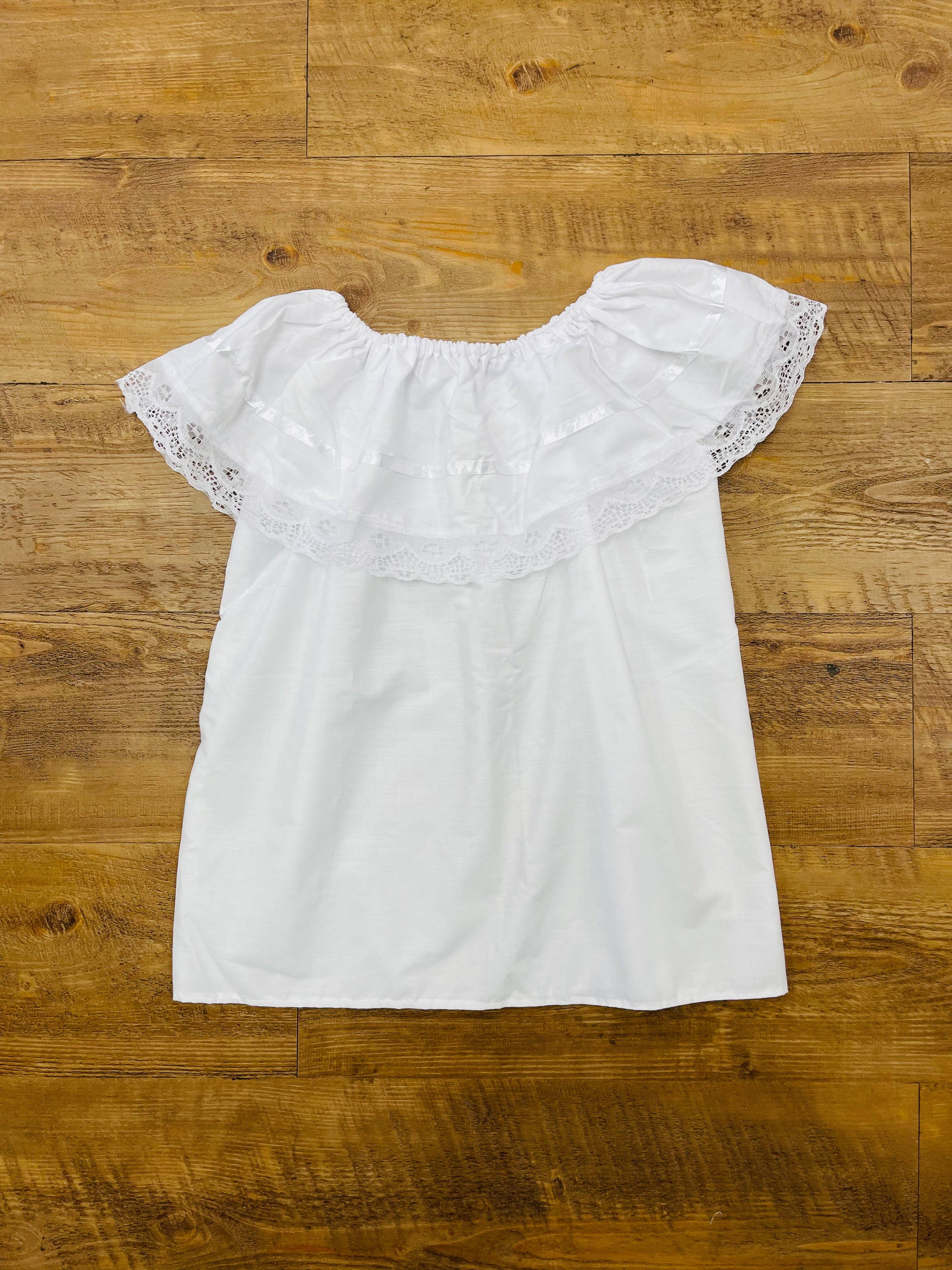 Cielito Lindo - Wholesale T-Shirt - Kids - Mexican Girls Off-Shoulder White Top0