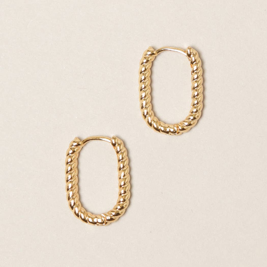 Fashion City - Wholesale Hoop Earrings - XS-14K Gold Dipped U Shaped Twist Hoop Earrings0