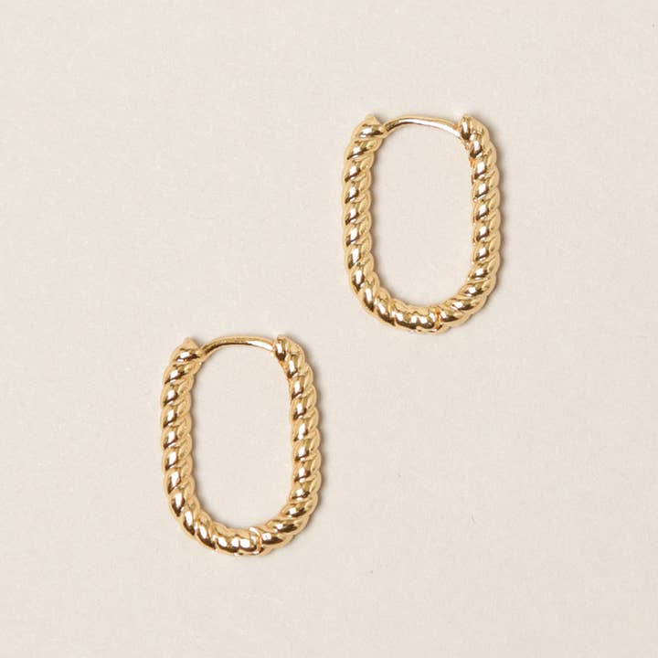 Fashion City - Wholesale Hoop Earrings - XS-14K Gold Dipped U Shaped Twist Hoop Earrings