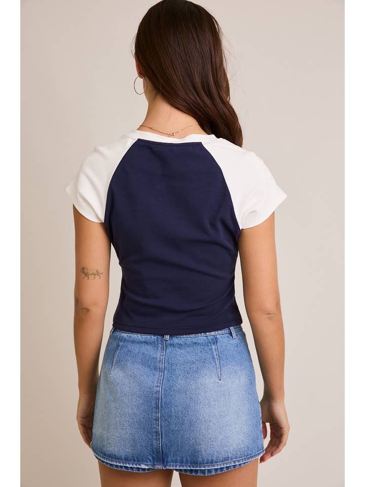 LE LIS - Wholesale Screen Printed T-Shirt - Women's - CAP SLEEVE USA BABY TEE3