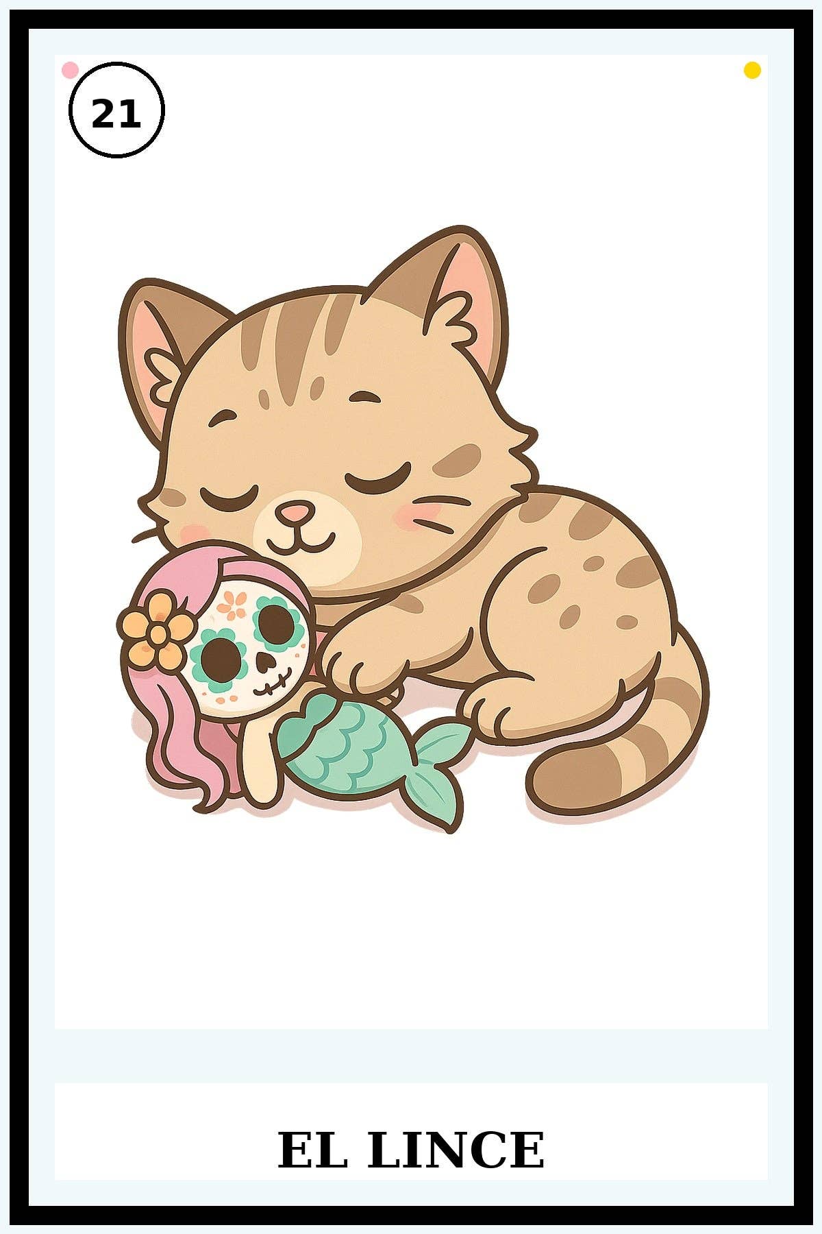 Designs by Mysh - Venta al por mayor Pegatina - Pegatina de Gato Lince Lotería – Calcomanía de Vinilo Inspirada en el Día de los Muertos | Troquelado de 3 Pulgadas, Resistente al Agua0