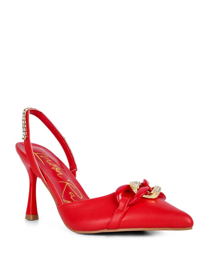Rag Company - Wholesale High Heels - Women's - Pull Me Diamante Metal Chain Sandals