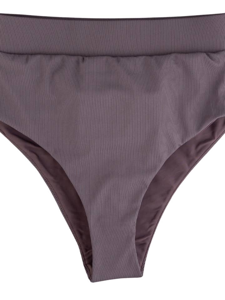 Ribbed Purple Women's High Waist Bikini Bottoms for wholesale by Current Tyed Clothing
