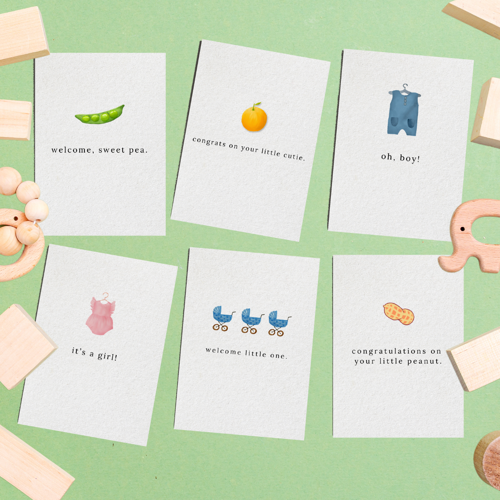 la nouille studio - Wholesale Baby Card - welcome, sweet pea new baby greeting card3