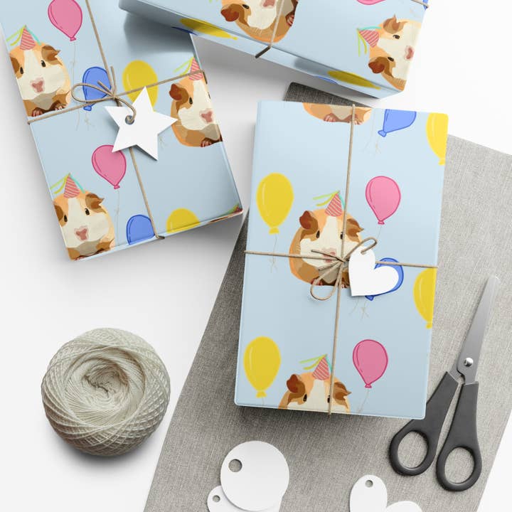 Sazzlebybell - Wholesale Flat Wrap - Guinea Pig Gift Wrap Papers